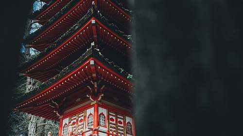 architecture red and white pagoda temple at daytime building